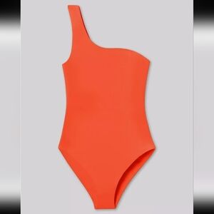 Girlfriend Collective One-Shoulder Orange Swimsuit